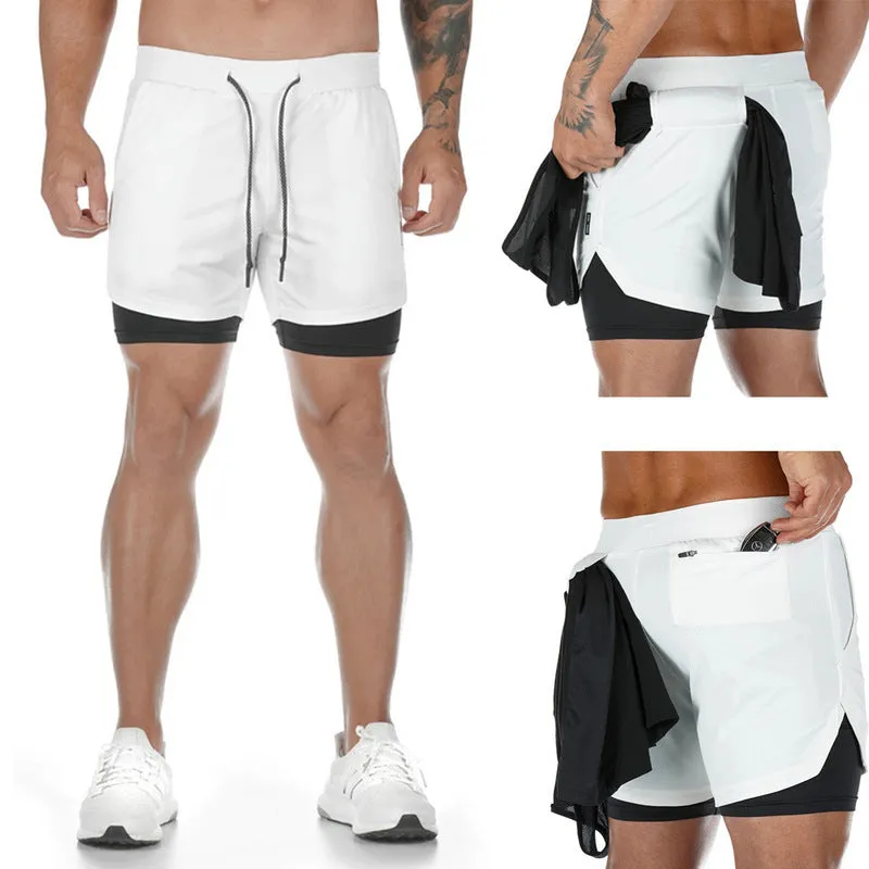 Quick Drying Men's Double Skinny Sports Shorts