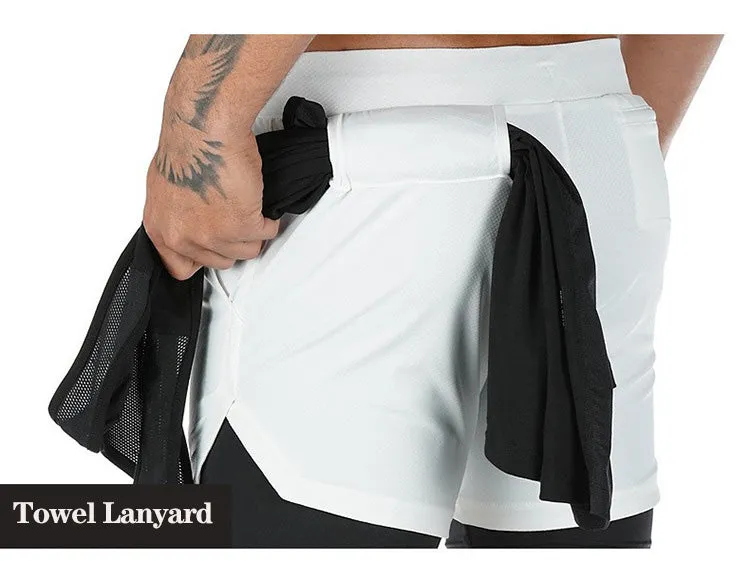 Quick Drying Men's Double Skinny Sports Shorts