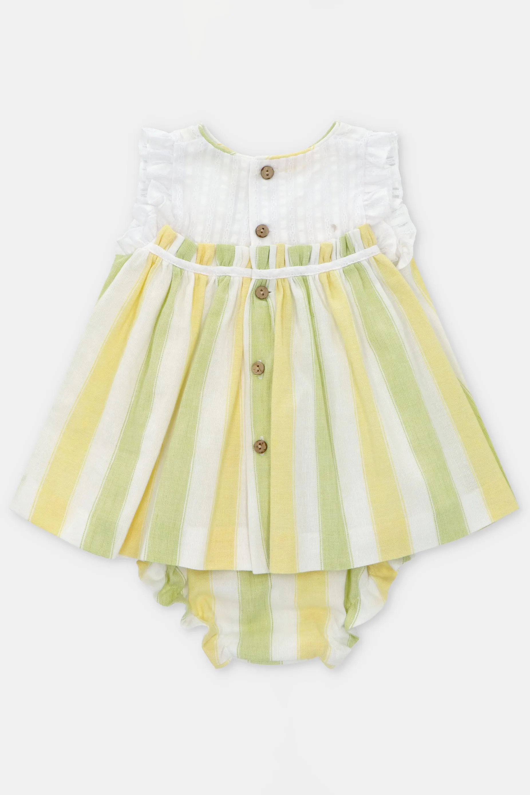 "Larissa" Lemon & Lime Striped Dress & Bloomers