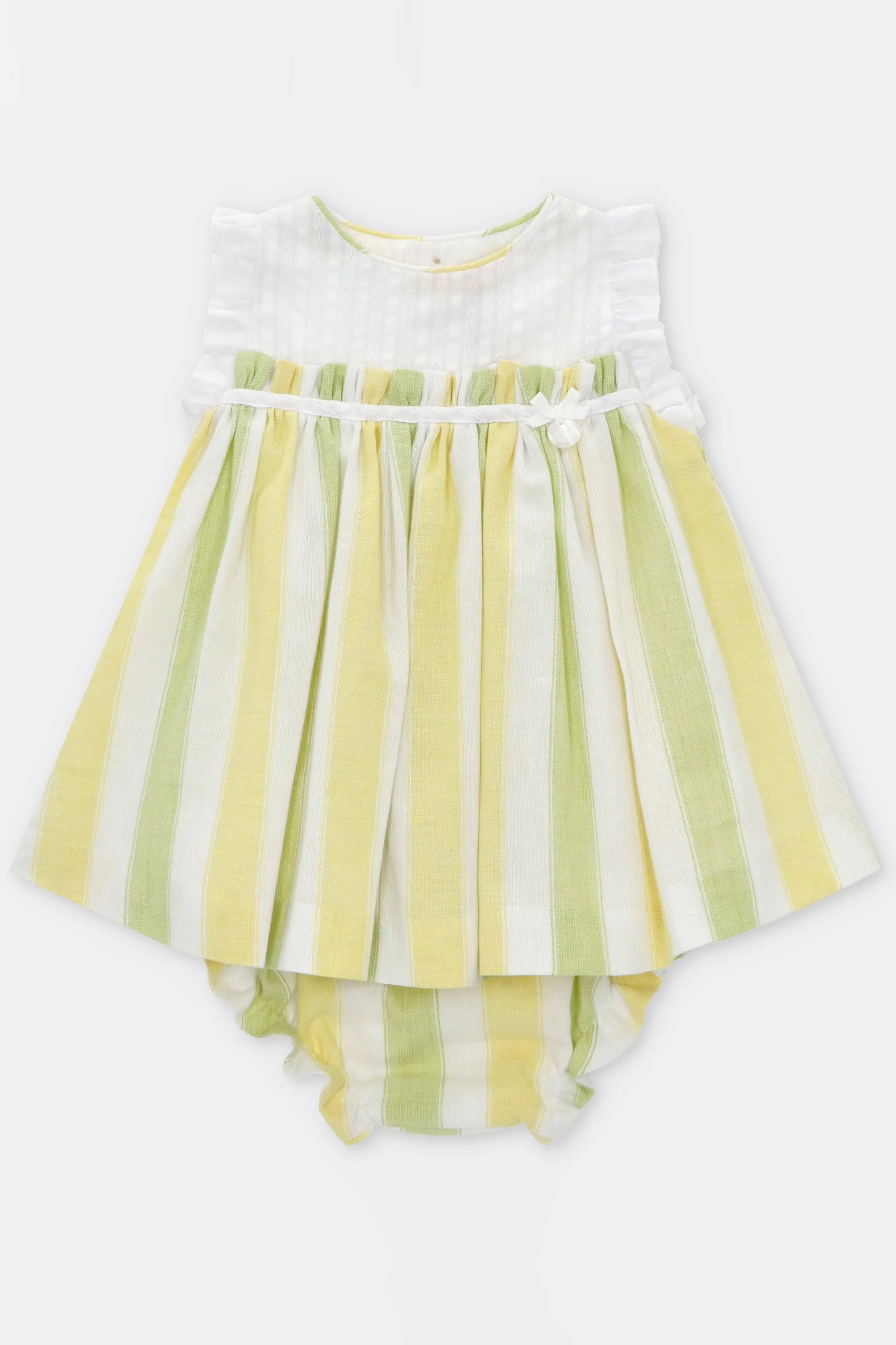 "Larissa" Lemon & Lime Striped Dress & Bloomers