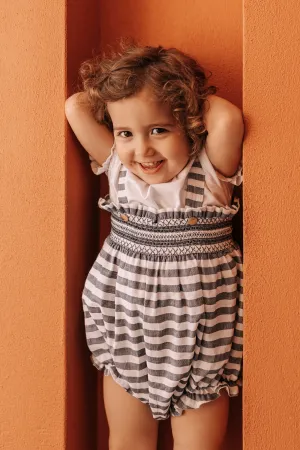 "Romani" Blouse & Navy Striped Shortie