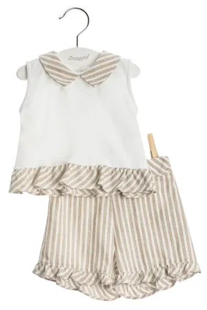 "Tabitha" Linen Stripe Blouse & Shorts