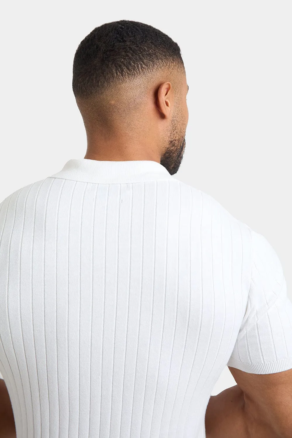 Ribbed Knitted Shirt in Ecru