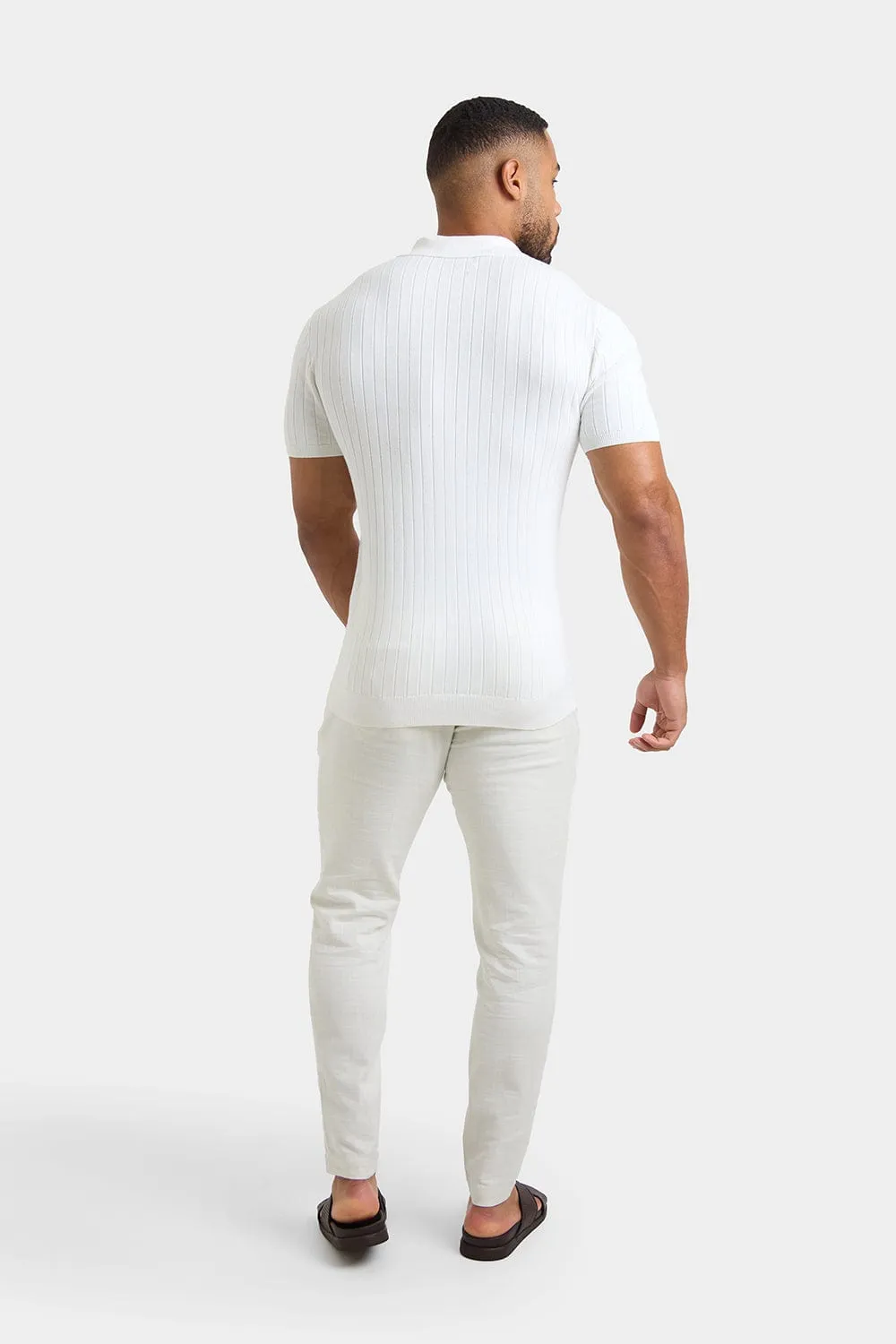 Ribbed Knitted Shirt in Ecru