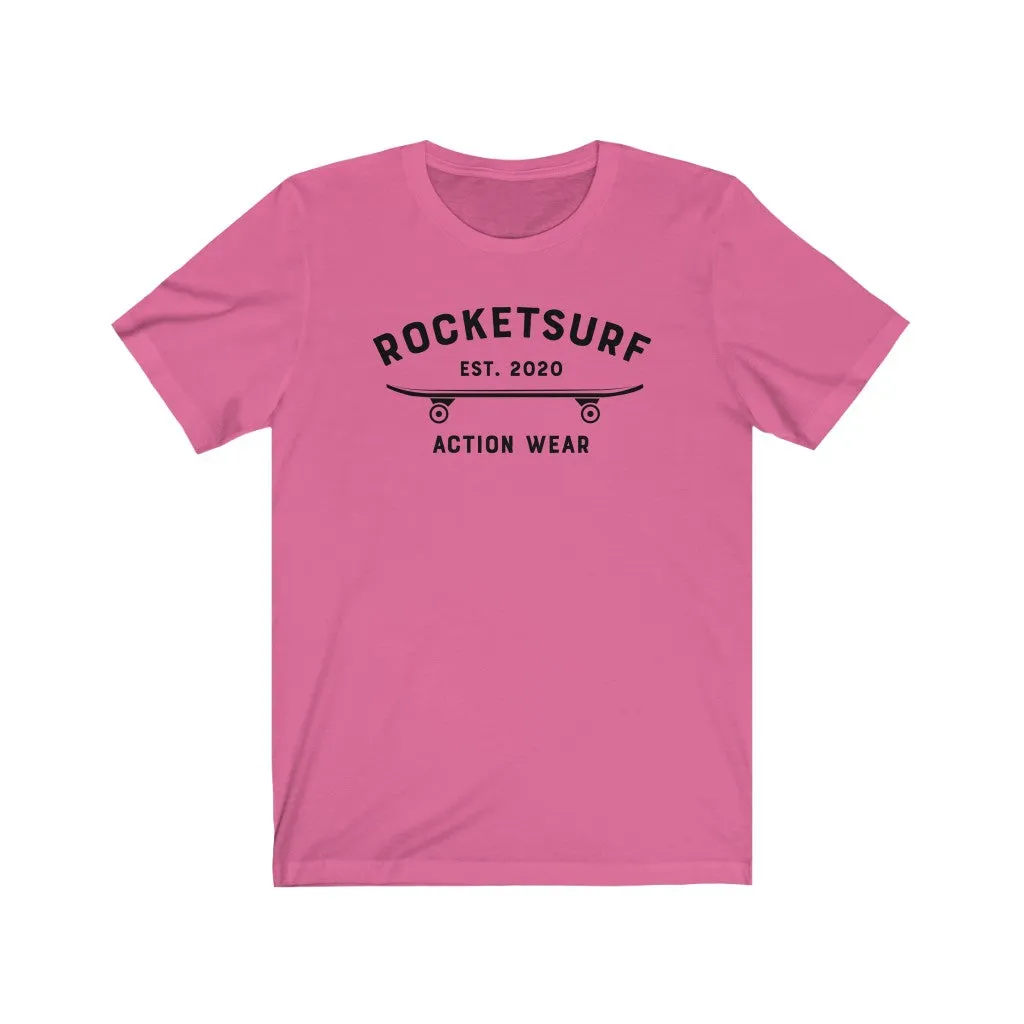 RocketSurf Black Skateboard Unisex Short Sleeve Tee
