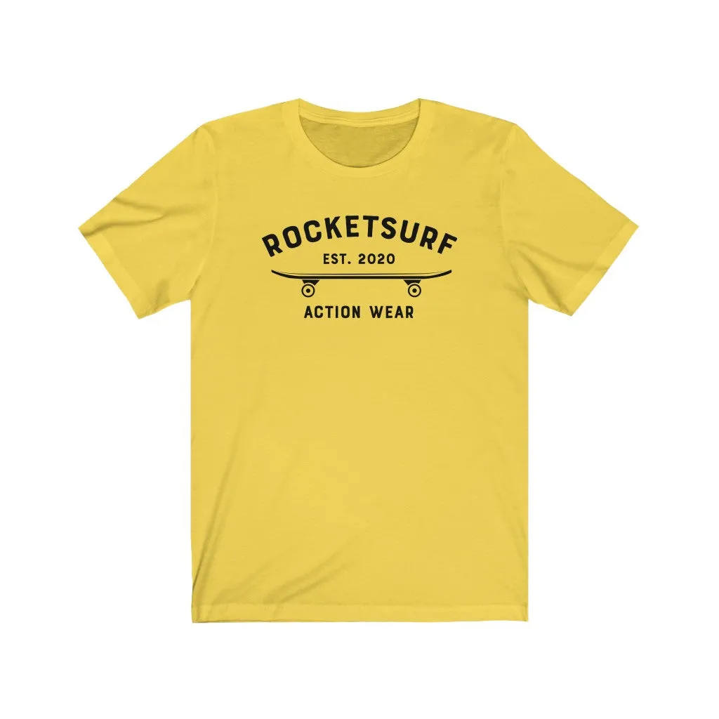 RocketSurf Black Skateboard Unisex Short Sleeve Tee