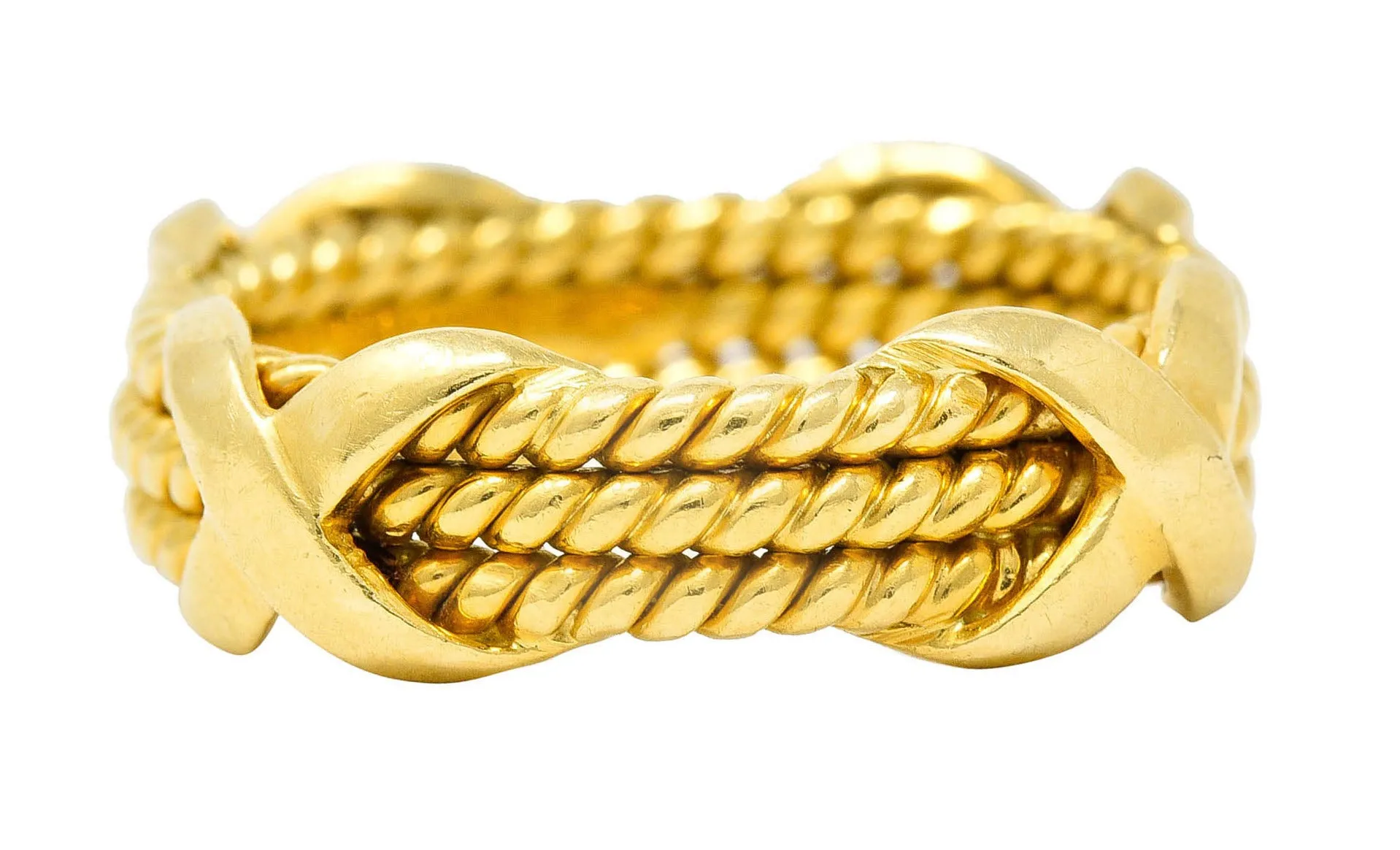 Schlumberger Tiffany & Co. Vintage 18 Karat Gold Twisted Rope X Band Ring