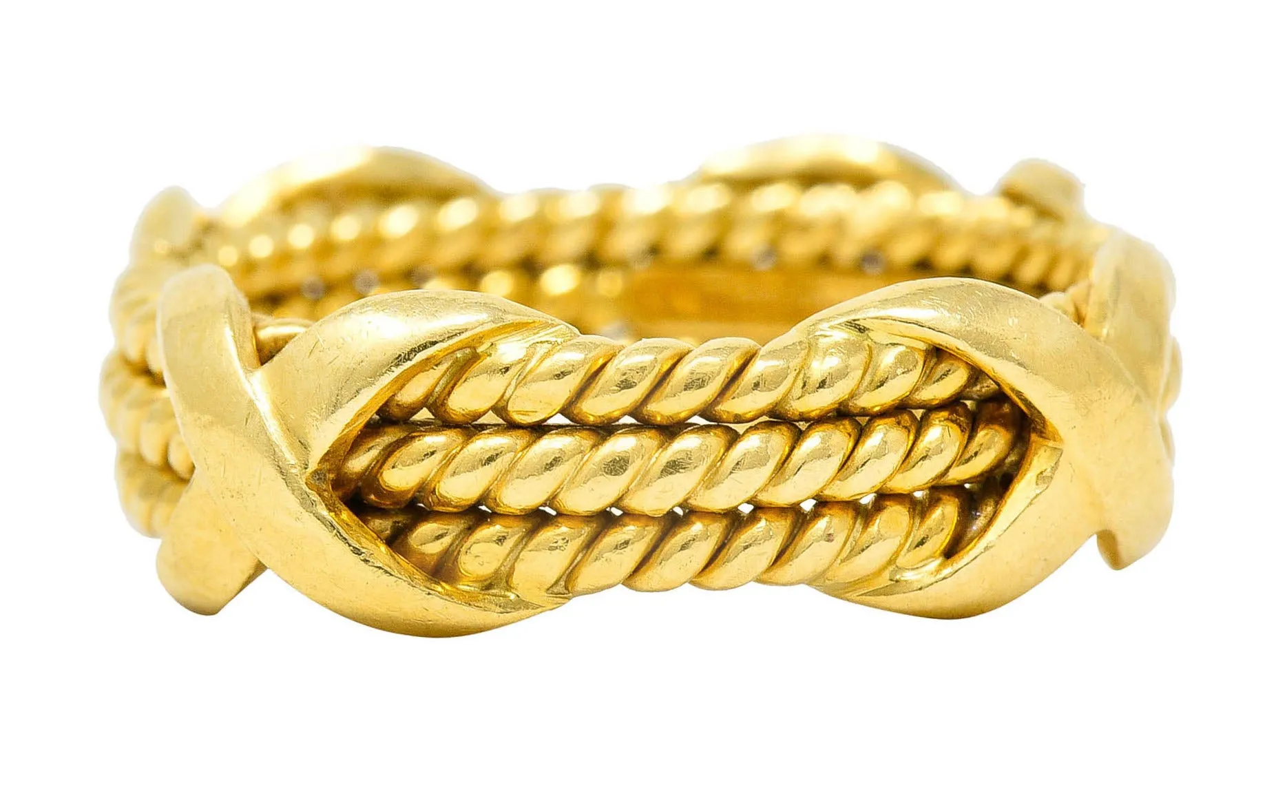 Schlumberger Tiffany & Co. Vintage 18 Karat Gold Twisted Rope X Band Ring