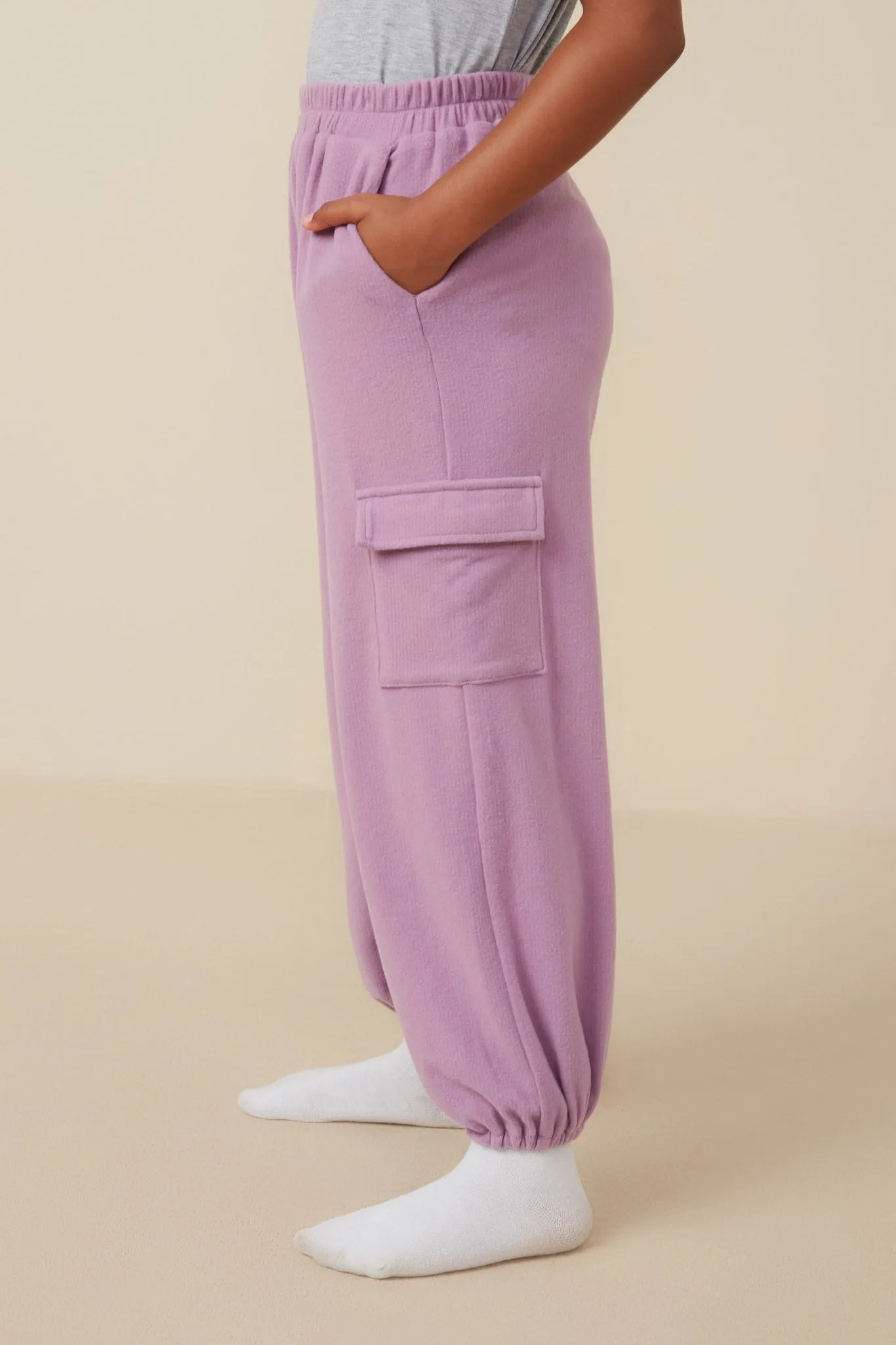 Soft Brushed Rib Cargo Pocket Joggers