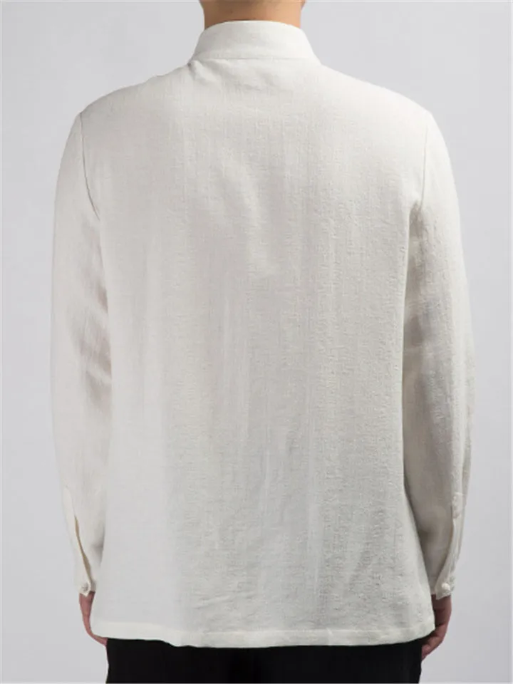 Stand Collar Solid Color Long Sleeve Shirts