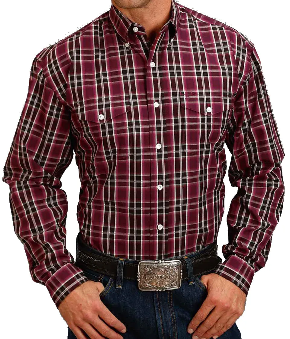 Stetson© Men's Plaid Satin Stitch Shirt