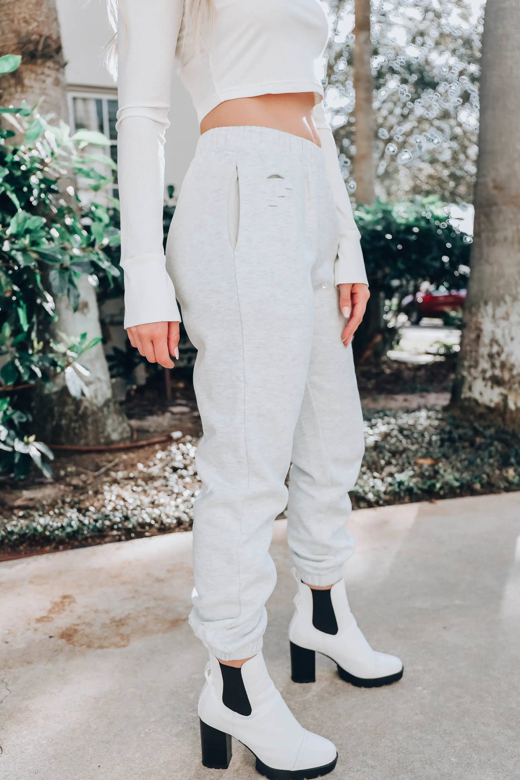 Stress No More Laser Cut Joggers