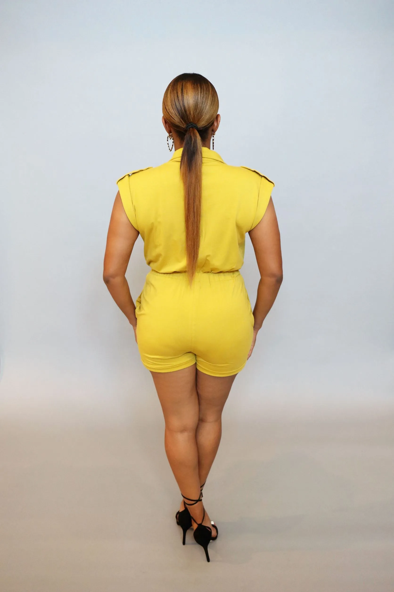 Tailored High Collar Romper