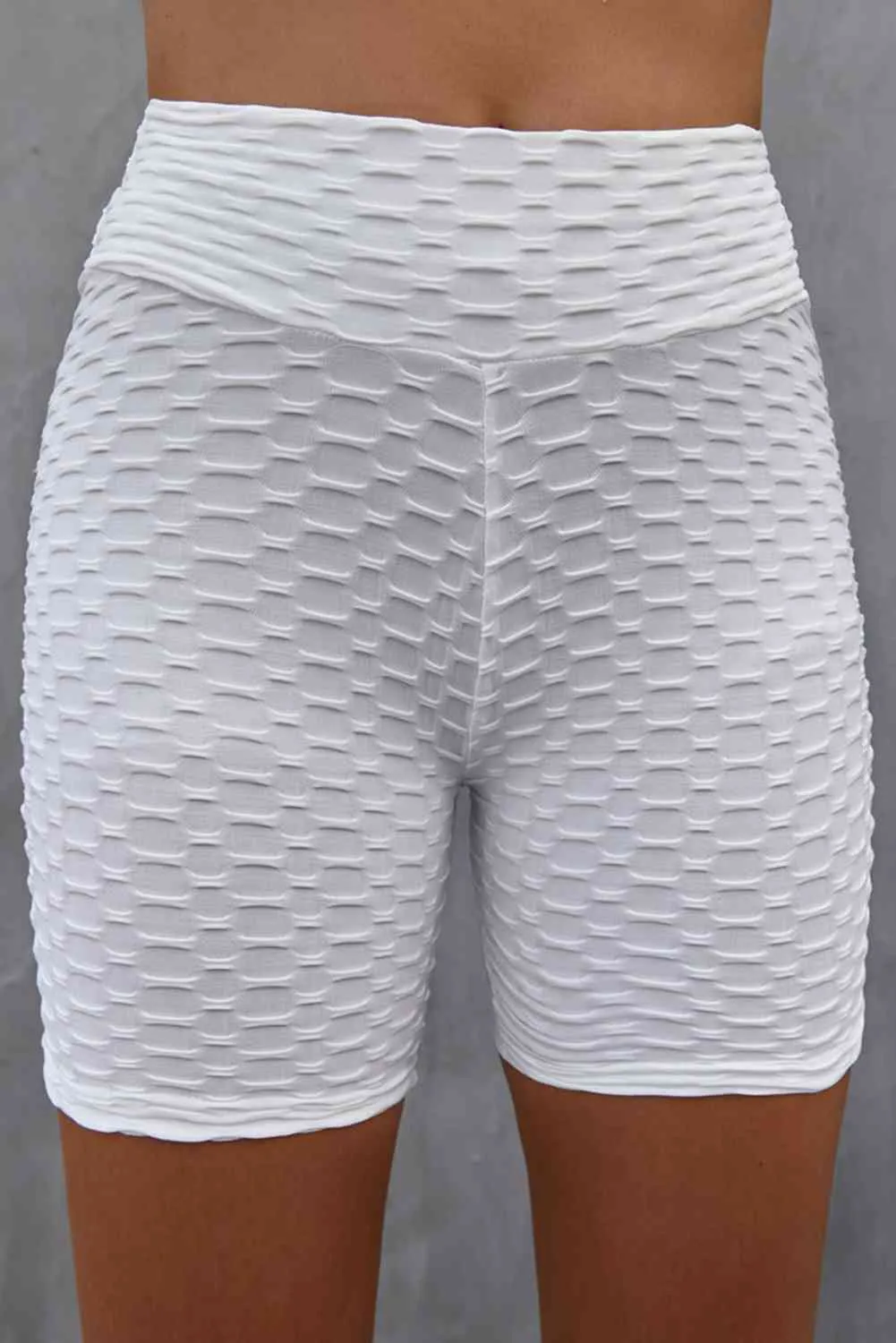 Textured High Waisted Biker Shorts