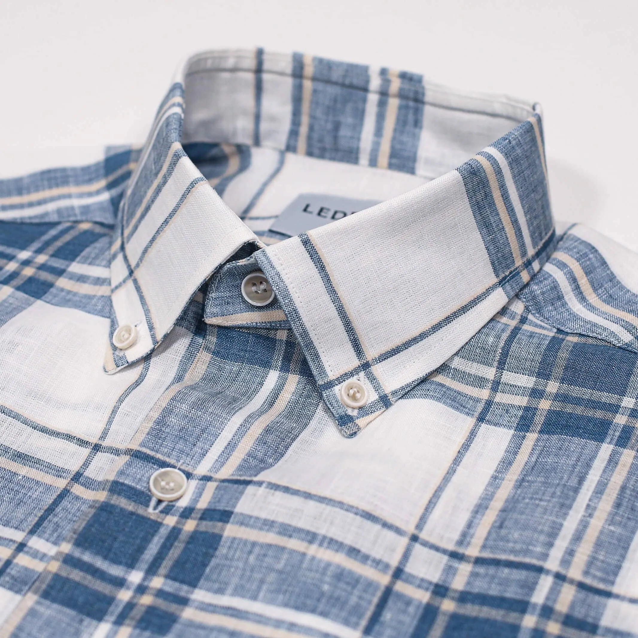 The Blue Fog Short Sleeve Hartley Linen Plaid Custom Shirt
