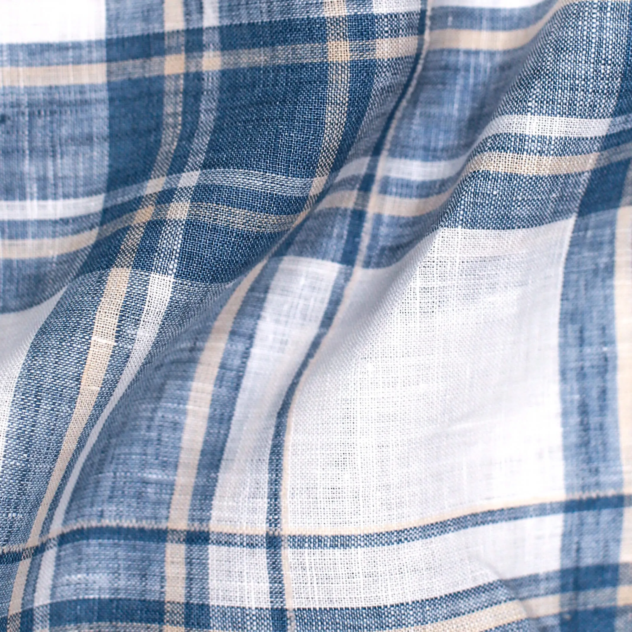The Blue Fog Short Sleeve Hartley Linen Plaid Custom Shirt