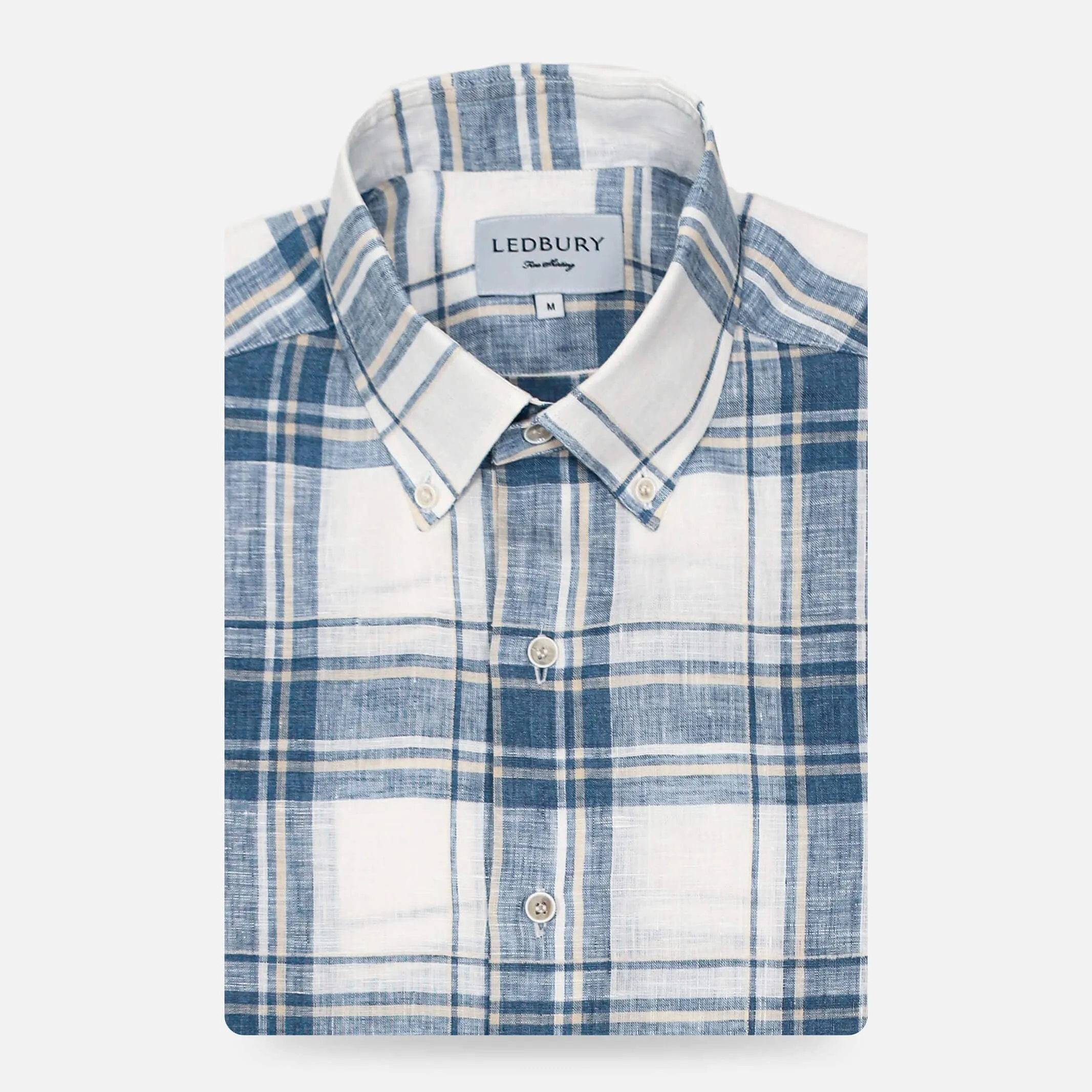 The Blue Fog Short Sleeve Hartley Linen Plaid Custom Shirt