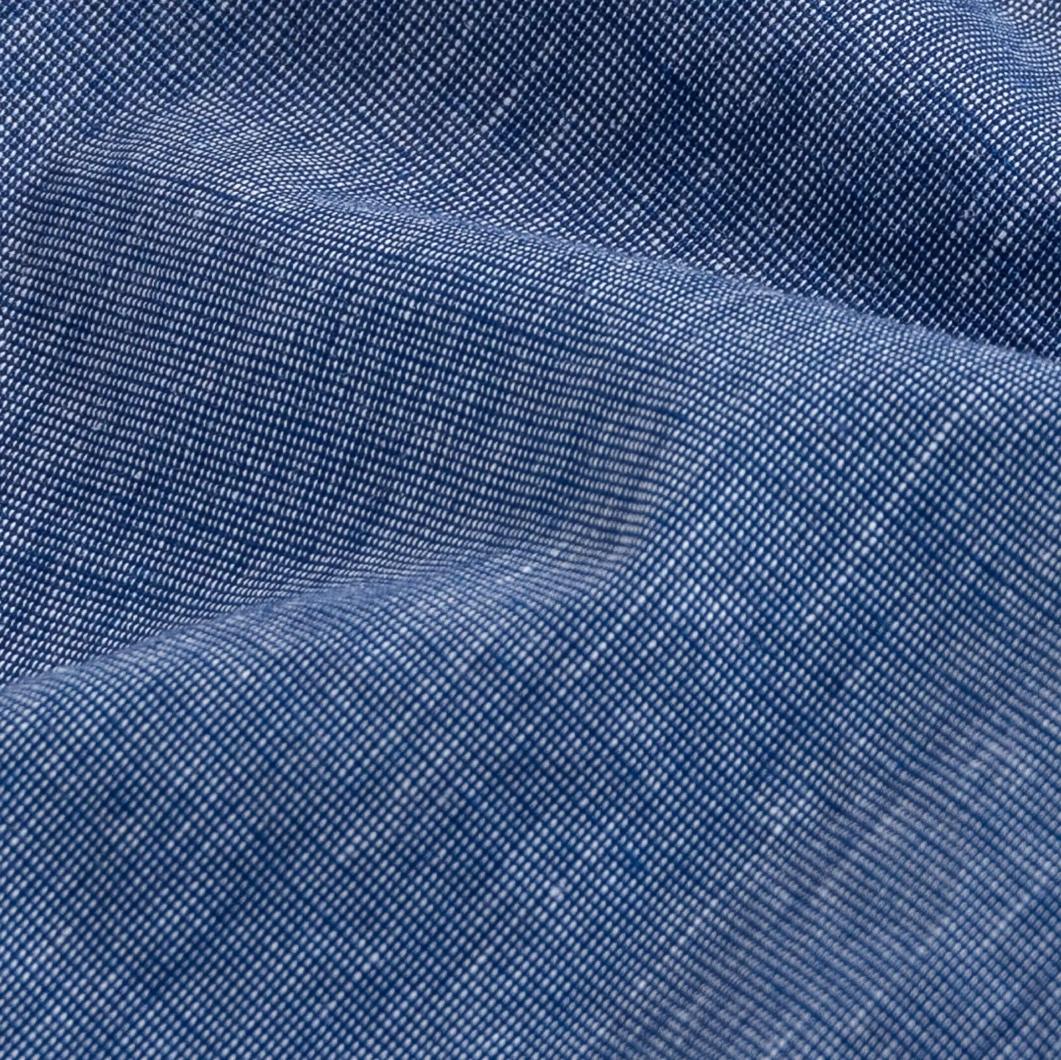 The Navy Short Sleeve Barretto Cotton Linen Custom Shirt