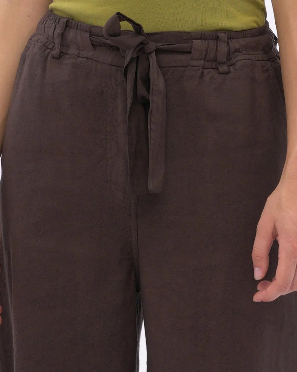 Tie Waist Cotton Linen Blend Pant