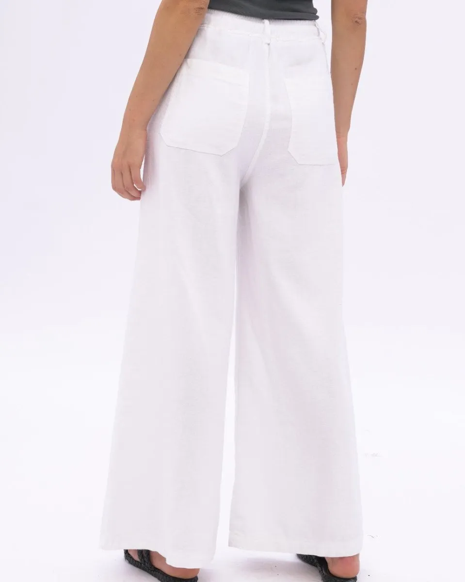 Tie Waist Cotton Linen Blend Pant