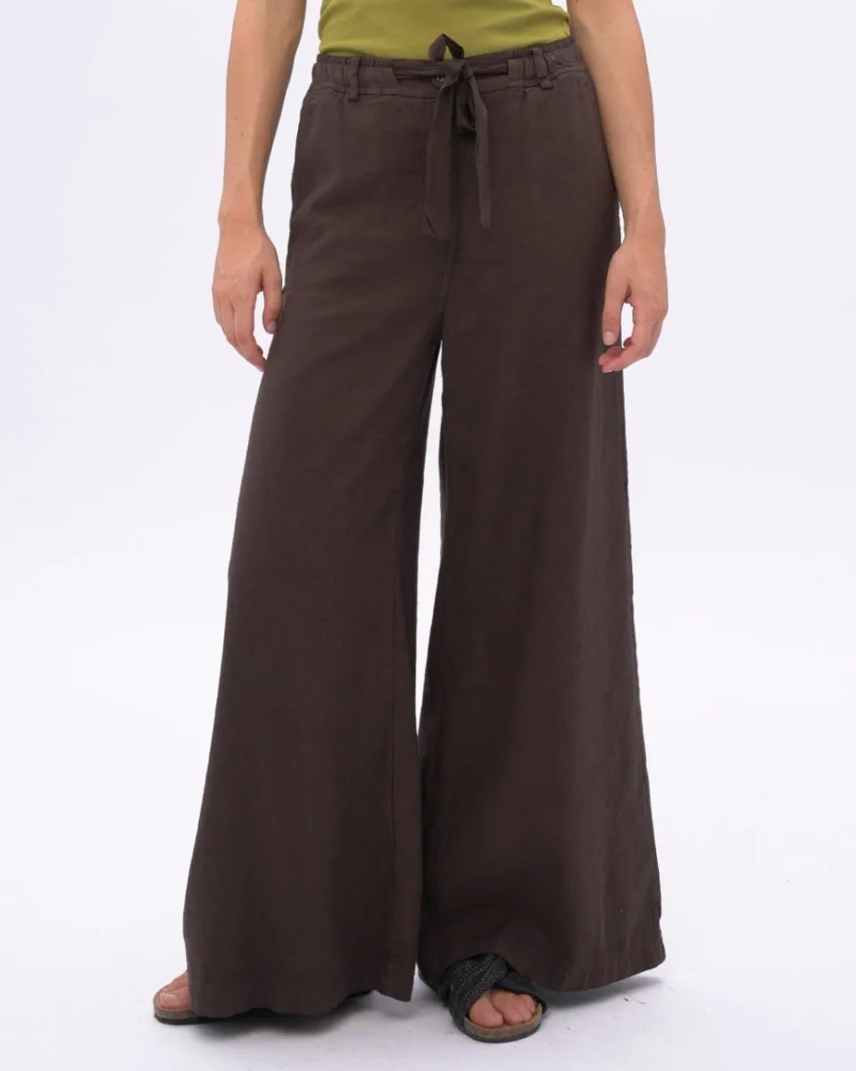 Tie Waist Cotton Linen Blend Pant