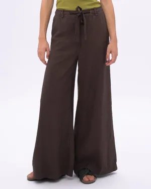 Tie Waist Cotton Linen Blend Pant