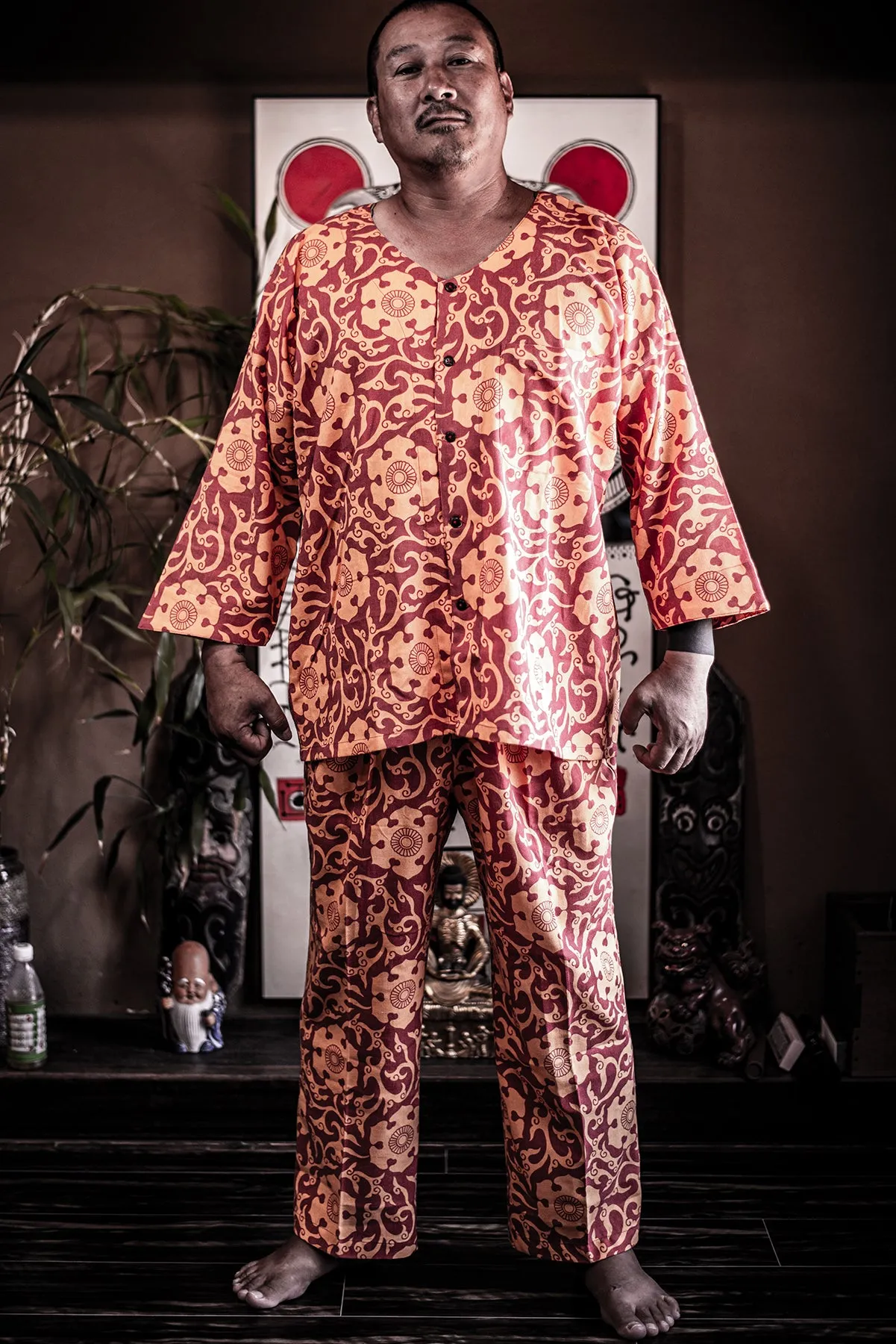 [UNISEX] SCROW ART X LOCO MOSQUITO JINJYA TRIBAL RED / YELLOW TROUSERS