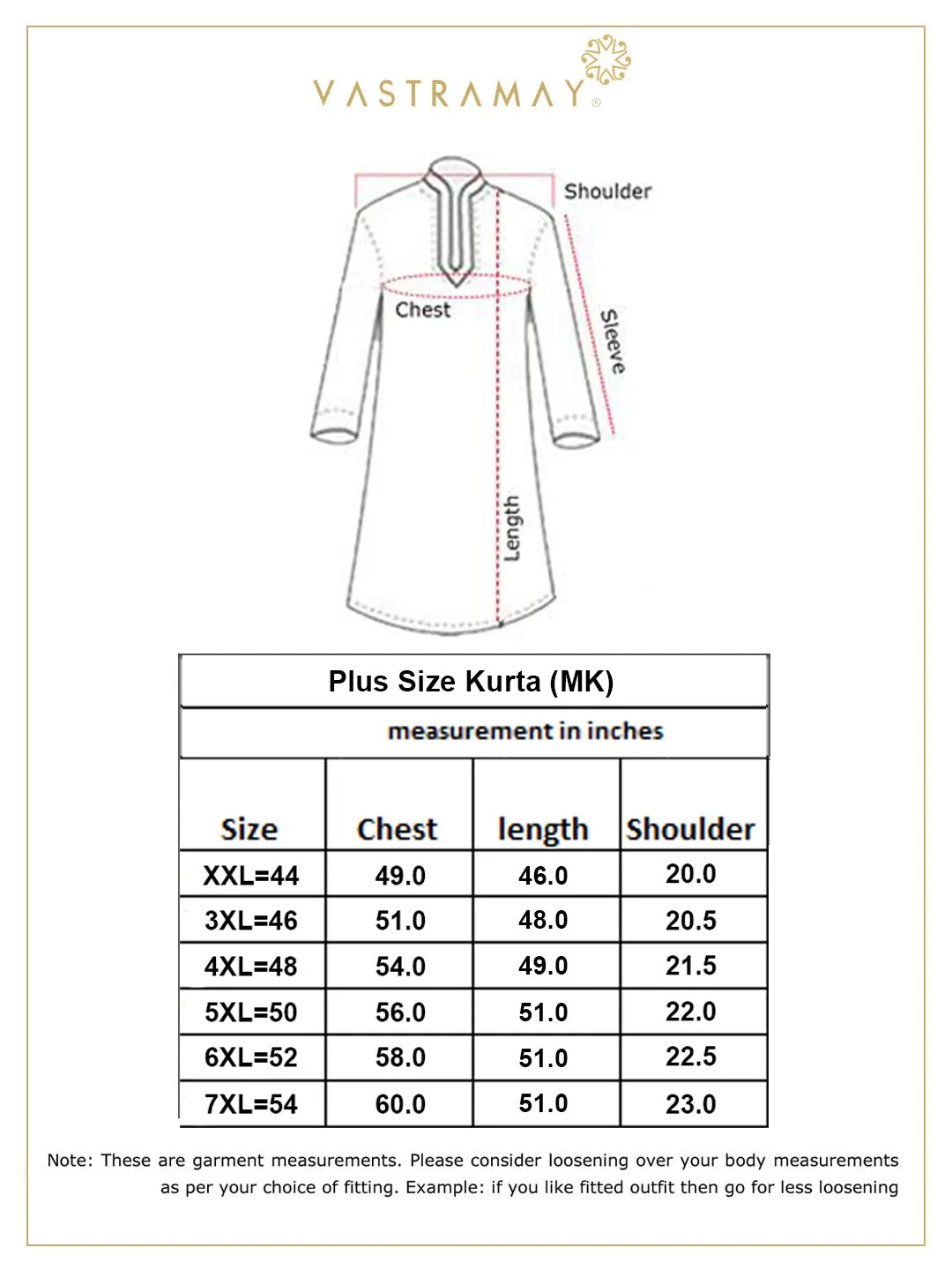 VASTRAMAY Men's Plus Size White Cotton Kurta