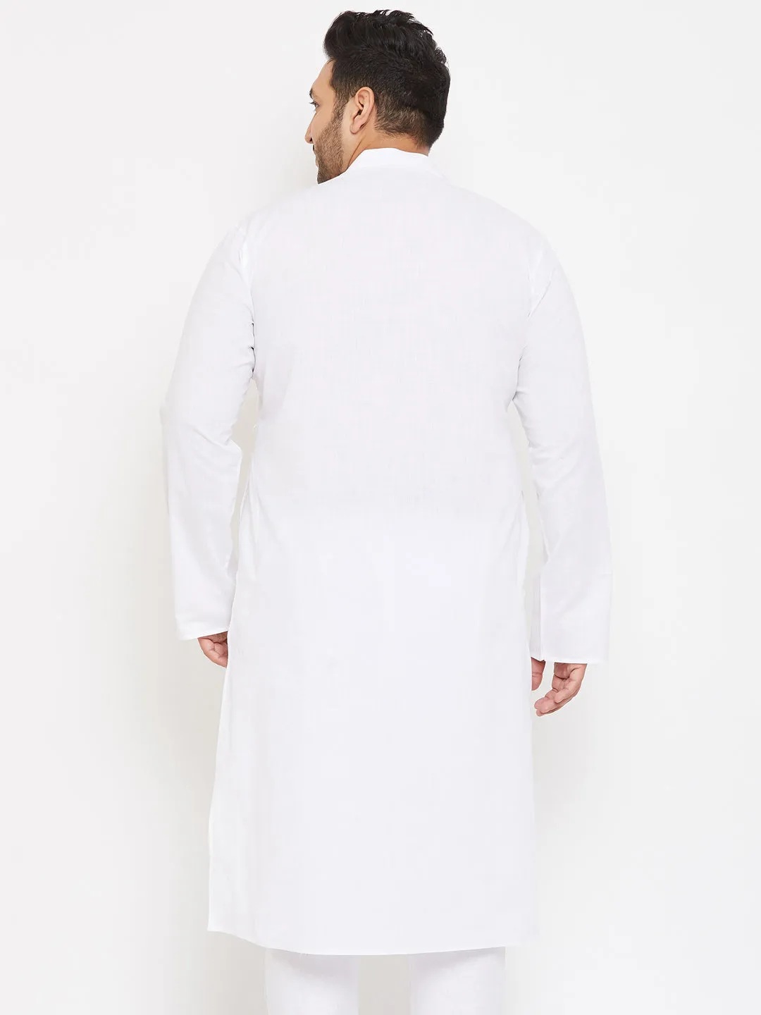 VASTRAMAY Men's Plus Size White Cotton Kurta