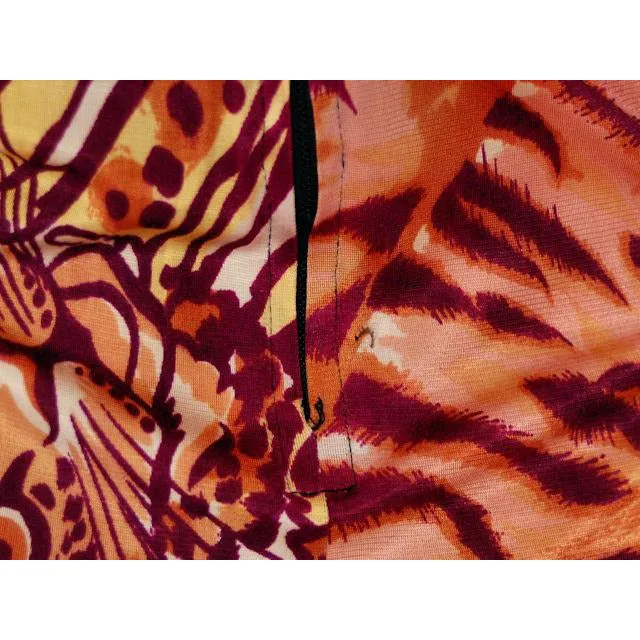 Vintage Body Suit 1970s  Animal Print Polyester Long Sleeves Zip Front Periphery 14