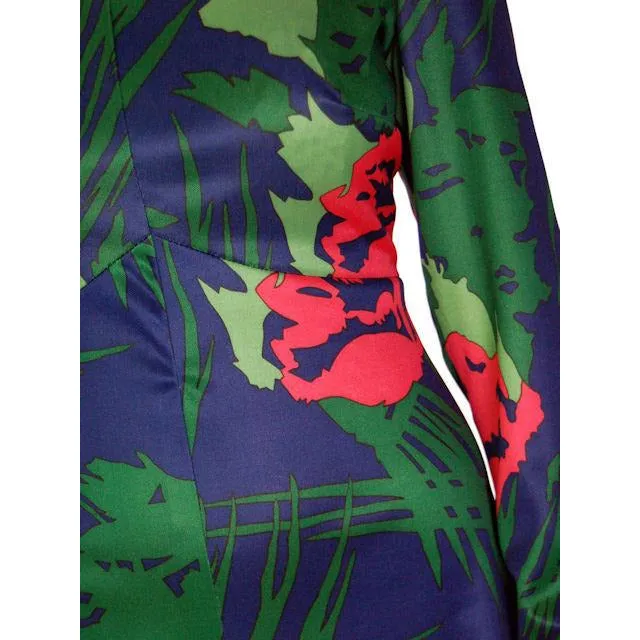 Vintage Dress A Line Dress Emilio Borghese Polyester Blues 1970s Medium