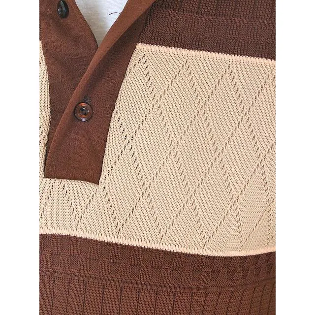 Vintage Mens Brown Two Tone Poly Shirt Rat Pack 1970s  M