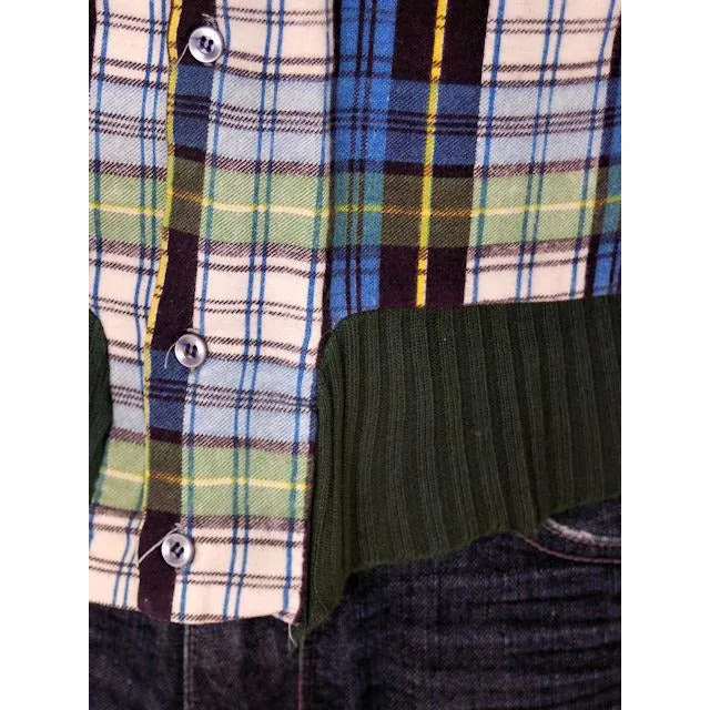 Vintage Mens Flannel Shirt w/Rib Knit Waistband 1970s Small