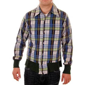 Vintage Mens Flannel Shirt w/Rib Knit Waistband 1970s Small