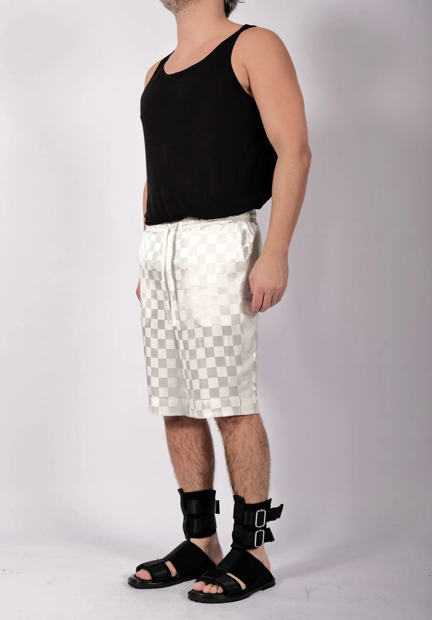White Checkered Shorts