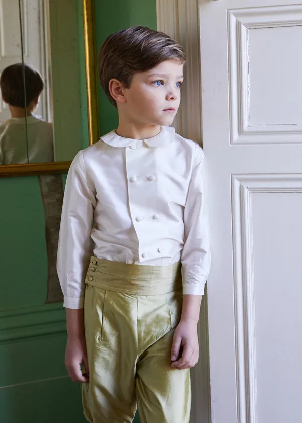 White Double-Breasted Peter Pan Collar Shirt (12mths-10yrs)