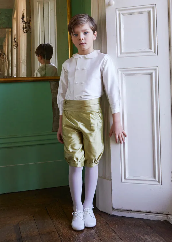 White Double-Breasted Peter Pan Collar Shirt (12mths-10yrs)