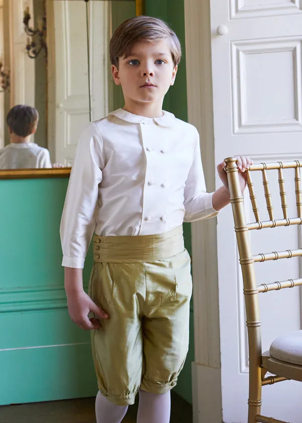 White Double-Breasted Peter Pan Collar Shirt (12mths-10yrs)