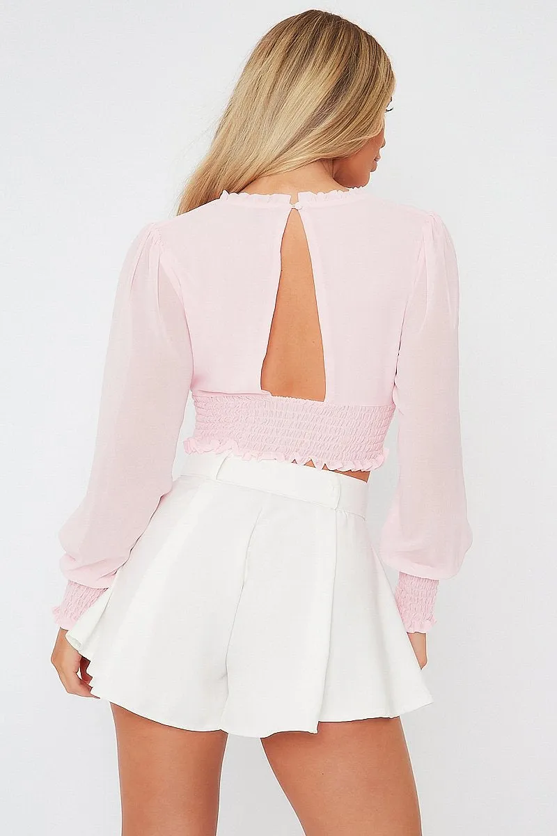 White Flared High Waisted Shorts - Ayna