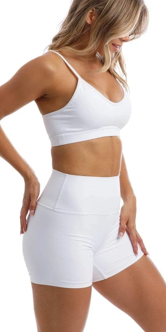 White Lined Midi Shorts