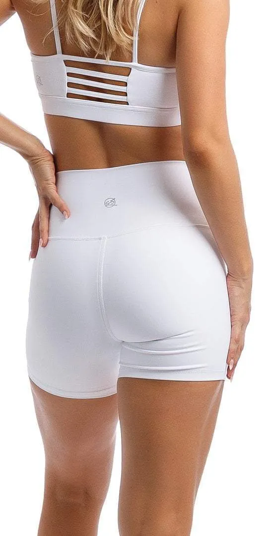 White Lined Midi Shorts