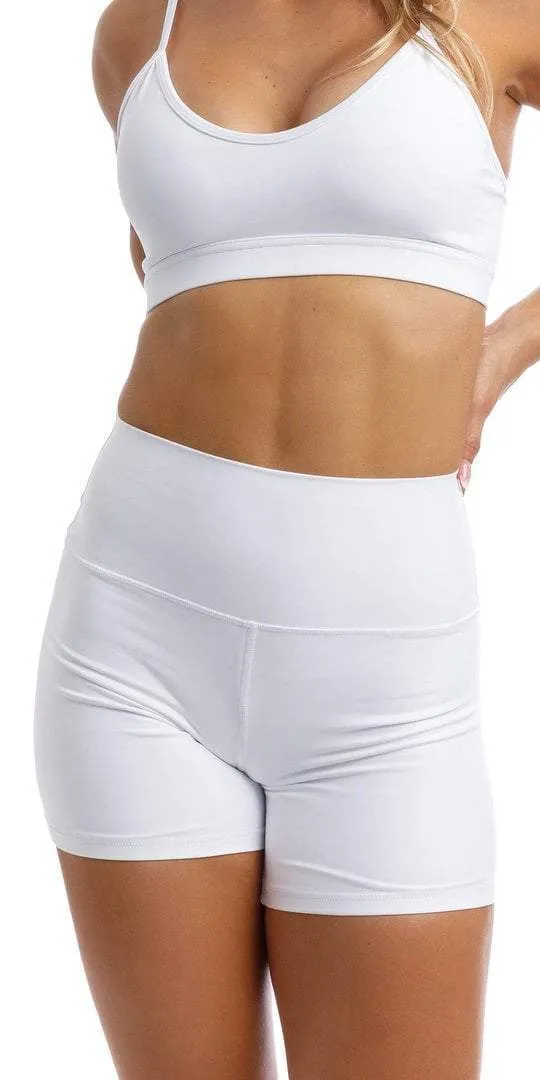 White Lined Midi Shorts