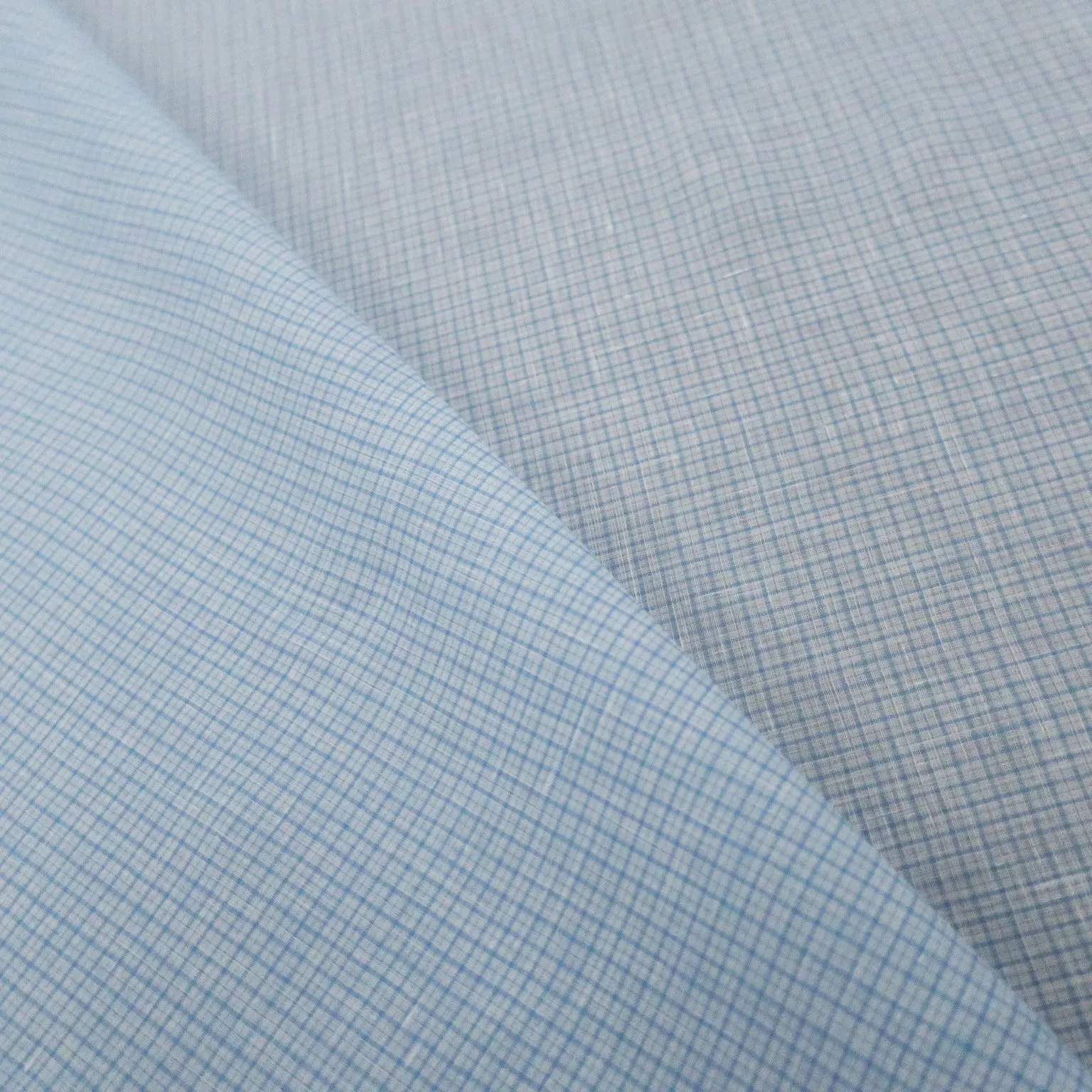 White with Light Blue Check Linneo Loro Piana Shirt Fabric