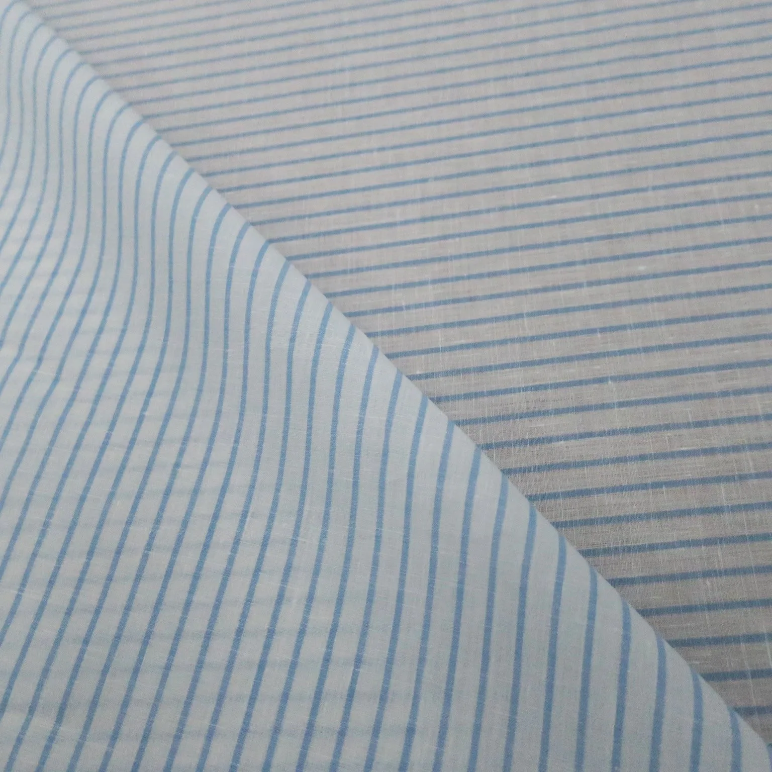 White with Light Blue Stripe Linneo Loro Piana Shirt Fabric