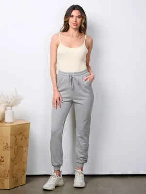 WOMEN'S ELASTIC WAIST POCKETS JOGGER PANTS