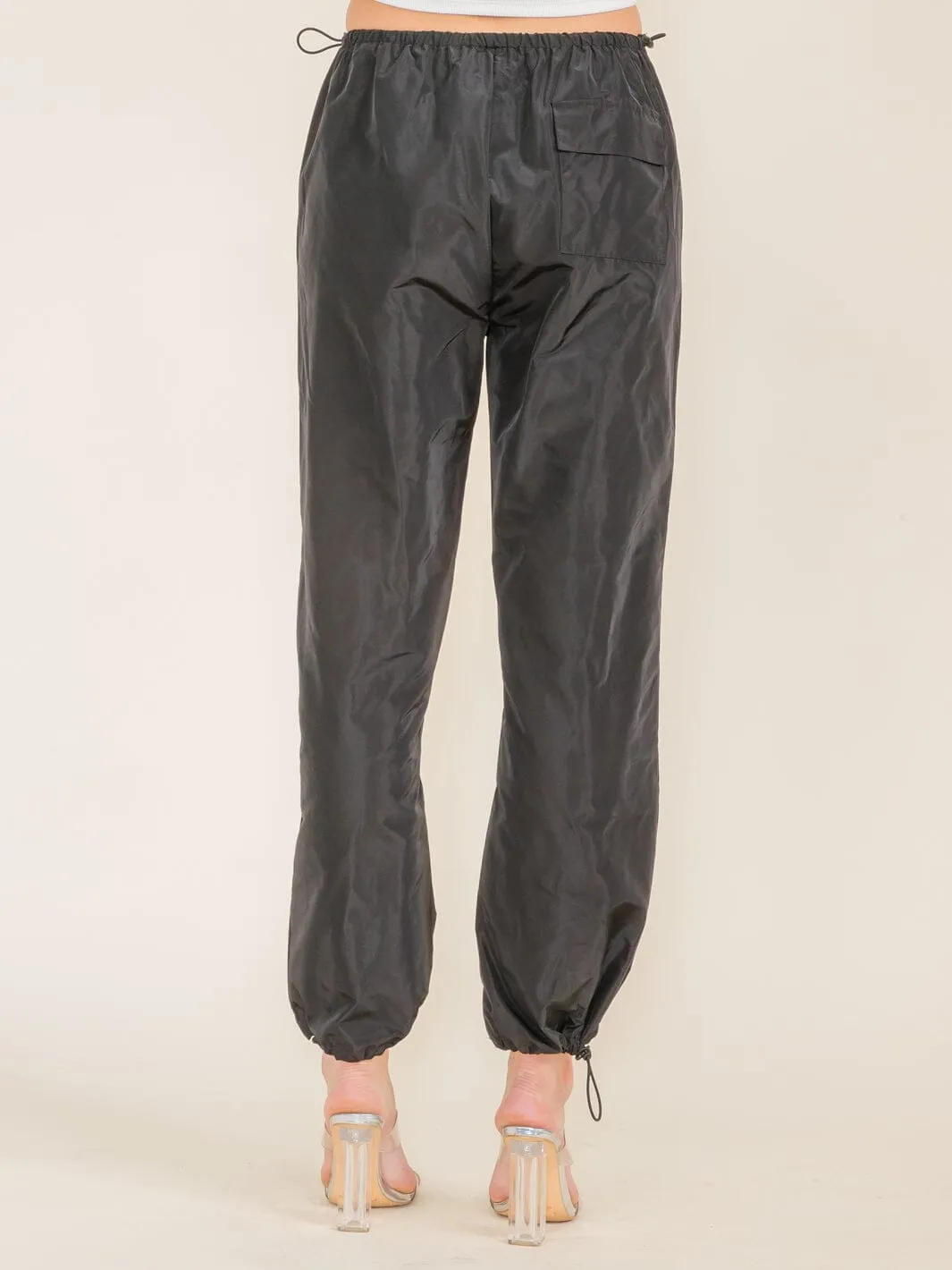 WOMEN'S ELASTIC WAIST POCKETS JOGGER PANTS