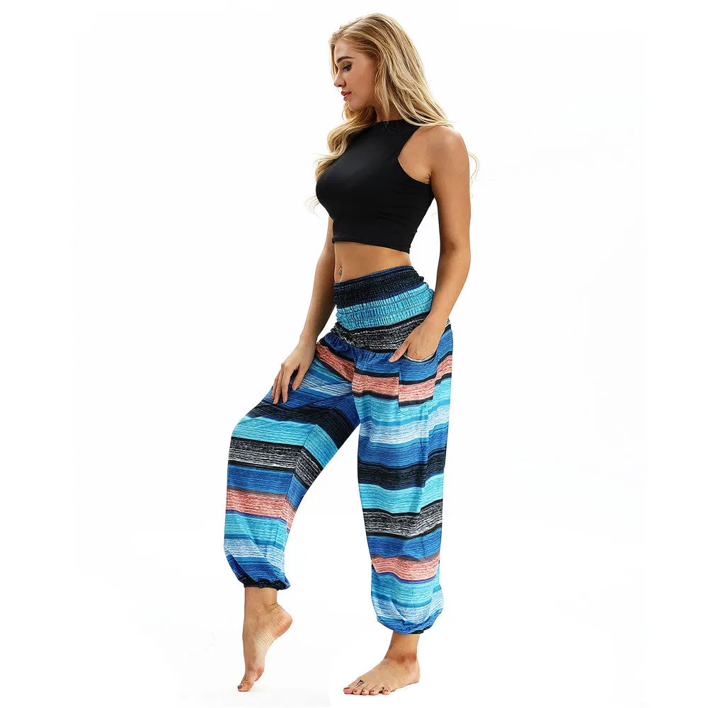 Women's straight Loose Harem Pant - Round Circles bloomers