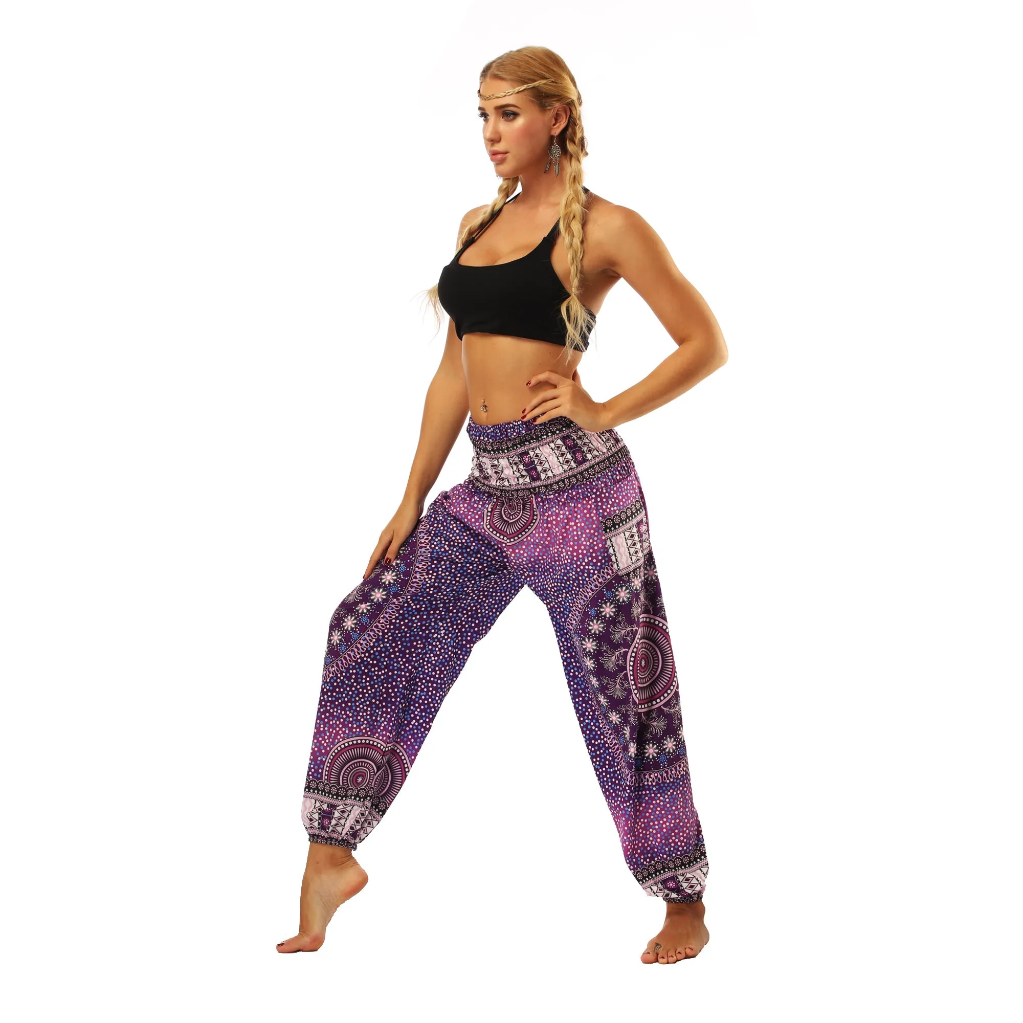 Women's straight Loose Harem Pant - Round Mandala bloomers