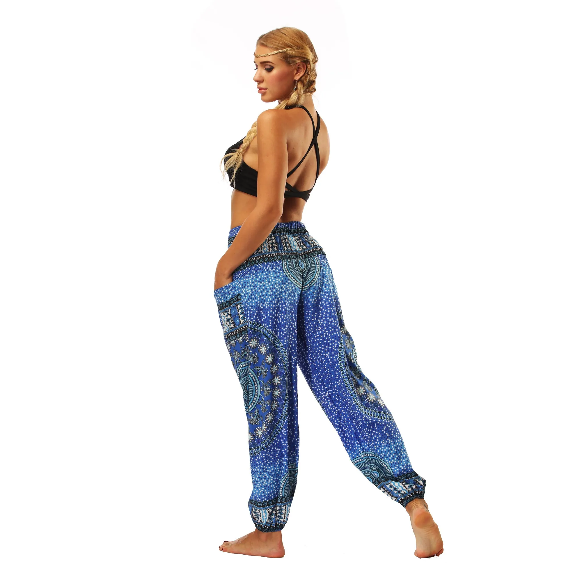 Women's straight Loose Harem Pant - Round Mandala bloomers