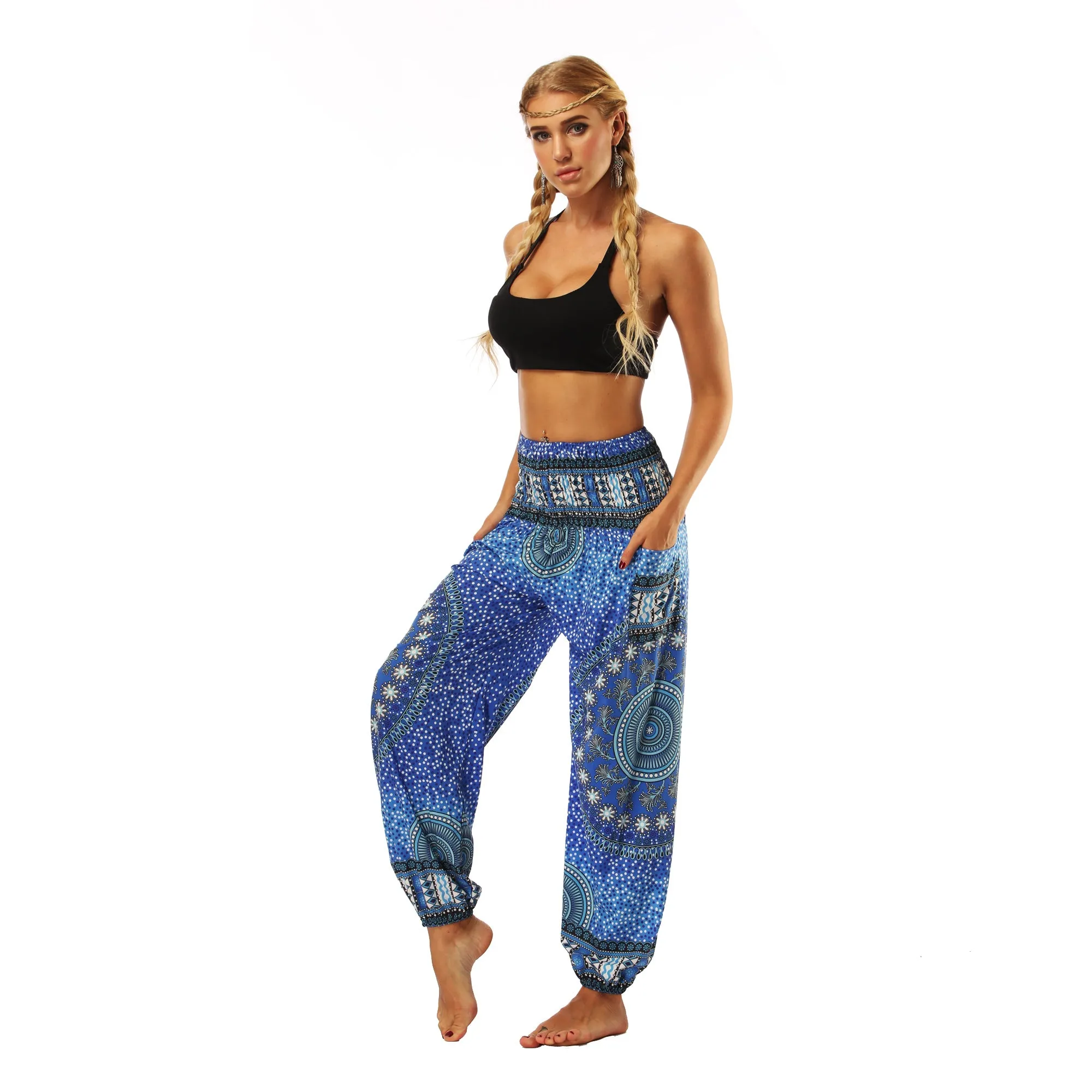 Women's straight Loose Harem Pant - Round Mandala bloomers